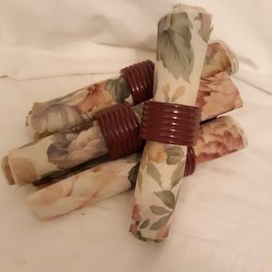 Floral napkin with napkin ring